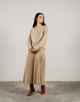 Lemme Cashmere blend pleated skirt: Caramello