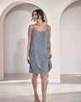 Eadie Lifestyle Linen Slip Dress Blue