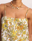 Alemais Kitty Mini Dress – Close up of neckline and front detail.. LUXAMORE