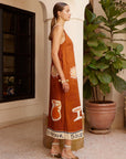 Woman Wearing Alemais Soleil D'amour Silk Midi Dress - Dress LUXAMORE