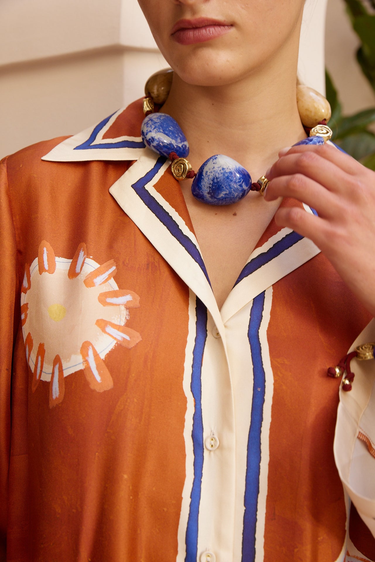 Woman Wearing Alemais Soleil D'amour Silk Shirtdress - Dress LUXAMORE