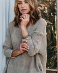 Alemais Sustainable Florence-Shirt close up worn by model LUXAMORE