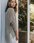 Alemais Sustainable Florence-Shirt close up worn by model LUXAMORE