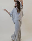 Alemais Sustainable Florence-Shirt close up worn by model LUXAMORE