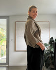 Alemais Sustainable Florence-Shirt close up worn by model LUXAMORE