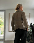 Alemais Sustainable Florence-Shirt close up worn by model LUXAMORE