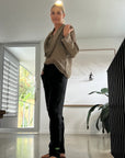 Alemais Sustainable Florence-Shirt close up worn by model LUXAMORE