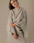Alemais Sustainable Florence-Shirt close up worn by model LUXAMORE