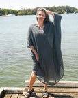 Alemais Sustainable Florence-Shirt close up worn by model LUXAMORE