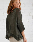 Alemais Sustainable Florence-Shirt close up worn by model LUXAMORE
