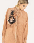 Alemais Sustainable Florence-Shirt close up worn by model LUXAMORE