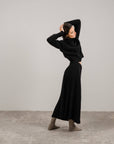 Woman Wearing Cashmere pleated skirt Made in Italy by Lemme - Caramello - Skirts LUXAMORE
