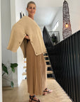 Woman Wearing Cashmere Sweater Made In Italy by Lemme : Beige - cashmere sweater LUXAMORE