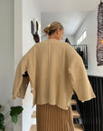 Woman Wearing Cashmere Sweater Made In Italy by Lemme : Beige - cashmere sweater LUXAMORE