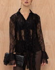 Charli - Lily Lace Shirt - Black Sustainable LUXAMORE