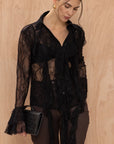 Charli - Lily Lace Shirt - Black Sustainable LUXAMORE