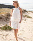 Woman Wearing Eadie Lifestyle Ava Linen Top - Top LUXAMORE
