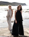 Woman Wearing Eadie Lifestyle Ava Linen Top - Top LUXAMORE