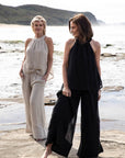 Woman Wearing Eadie Lifestyle Ava Linen Top - Top LUXAMORE
