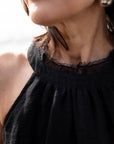 Woman Wearing Eadie Lifestyle Ava Linen Top - Top LUXAMORE