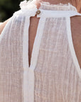 Woman Wearing Eadie Lifestyle Ava Linen Top - Top LUXAMORE