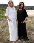 Woman Wearing Eadie Lifestyle Olivia Linen Top - Tops LUXAMORE