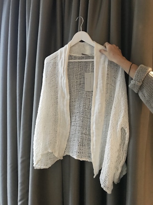 Woman Wearing Estilio Emporio Vatican Jacket - Natural - Tops LUXAMORE