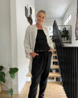 Alemais Sustainable Florence-Shirt close up worn by model LUXAMORE