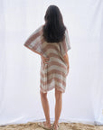Woman Wearing Estilo Emporio Cuadra Top + Dress Pescatore Sky Blue Chocolate - Dress LUXAMORE