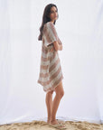 Woman Wearing Estilo Emporio Cuadra Top + Dress Pescatore Sky Blue Chocolate - Dress LUXAMORE
