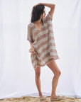 Woman Wearing Estilo Emporio Cuadra Top + Dress Pescatore Sky Blue Chocolate - Dress LUXAMORE