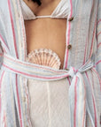 Woman Wearing Estilo Emporio El Manto Stripe Dress + Duster - Dress LUXAMORE