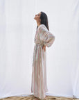 Woman Wearing Estilo Emporio El Manto Stripe Dress + Duster - Dress LUXAMORE