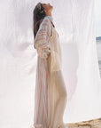 Woman Wearing Estilo Emporio El Manto Stripe Dress + Duster - Dress LUXAMORE