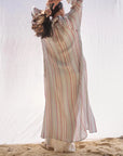 Woman Wearing Estilo Emporio El Manto Stripe Dress + Duster - Dress LUXAMORE