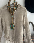 Woman Wearing Estilo Emporio Carita Cover Up Linen Dress - Rete - Dress LUXAMORE