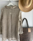 Woman Wearing Estilo Emporio Carita Cover Up Linen Dress - Rete - Dress LUXAMORE