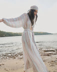 Woman Wearing Estilo Emporio El Manto Stripe Dress + Duster - Dress LUXAMORE