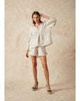 Woman Wearing Estilo Emporio Filly Shorts - Shorts LUXAMORE