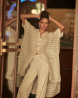 Woman Wearing Estilo Emporio La Cota Cover Up Linen Dress - Dress LUXAMORE