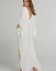 Woman Wearing Estilo Emporio Le Robe Linen Dress - Vergine - Dress LUXAMORE