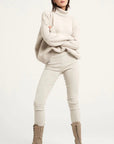 Woman Wearing Estilo Emporio Linen Stretch Pant - Natural - Pants LUXAMORE