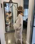 Woman Wearing Estilo Emporio Nebbilio Linen Dress - Lyla - Dress LUXAMORE