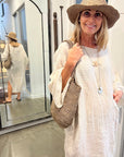 Woman Wearing Estilo Emporio Nebbilio Linen Dress - Lyla - Dress LUXAMORE