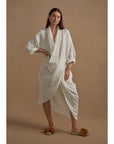 Woman Wearing Estilo Emporio Portofino Linen Dress - Dress LUXAMORE