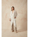 Woman Wearing Estilo Emporio Portofino Linen Dress - Dress LUXAMORE