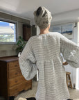 Woman Wearing Estilo Emporio Stella Linen Dress - Binario - Dress LUXAMORE