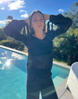 Woman Wearing Estilo Emporio Stevie Top - Black - Tops LUXAMORE