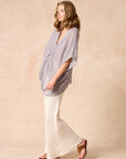 Woman Wearing Estilo Emporio Falla Top - Rete Anthracite - Top LUXAMORE