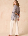 Woman Wearing Estilo Emporio Falla Top - Rete Anthracite - Top LUXAMORE